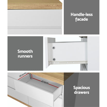 Artiss 6 Chest of Drawers Cabinet Dresser Table Tallboy Storage Bedroom White-Furniture &gt; Bedroom-PEROZ Accessories