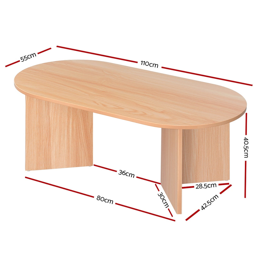 Artiss Oval Coffee Table Particle Board Wooden Living Room Table 110CM-Furniture &gt; Living Room-PEROZ Accessories