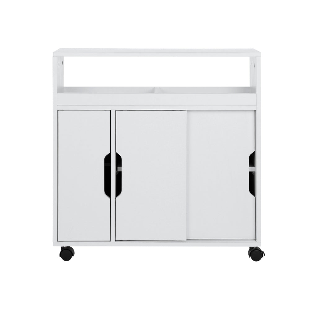 Artiss Bathroom Storage Cabinet Toilet Caddy Shelf 3 Doors With Wheels White-Furniture &gt; Bathroom-PEROZ Accessories