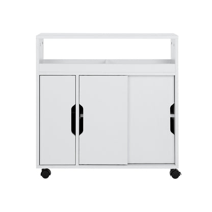 Artiss Bathroom Storage Cabinet Toilet Caddy Shelf 3 Doors With Wheels White-Furniture &gt; Bathroom-PEROZ Accessories