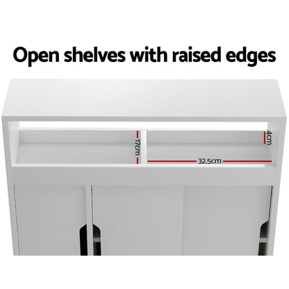 Artiss Bathroom Storage Cabinet Toilet Caddy Shelf 3 Doors With Wheels White-Furniture &gt; Bathroom-PEROZ Accessories