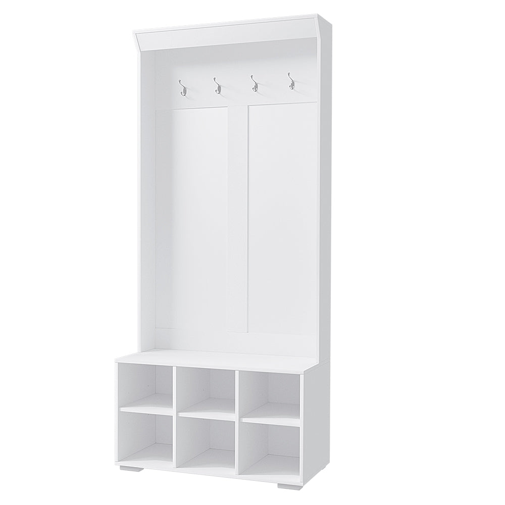 Artiss Shoe Cabinet Storage Rack Shoe Bench Hall Tree Coat Rack White 180CM-Furniture &gt; Living Room-PEROZ Accessories