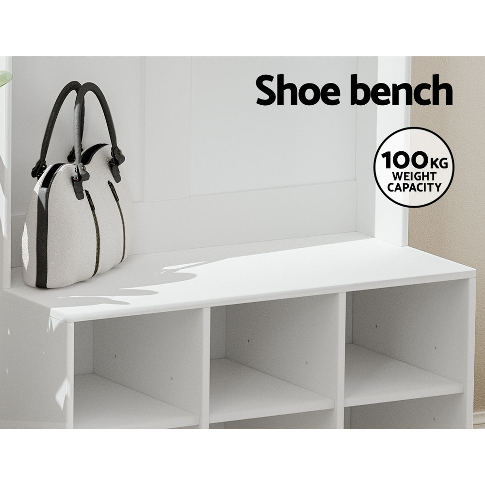 Artiss Shoe Cabinet Storage Rack Shoe Bench Hall Tree Coat Rack White 180CM-Furniture &gt; Living Room-PEROZ Accessories