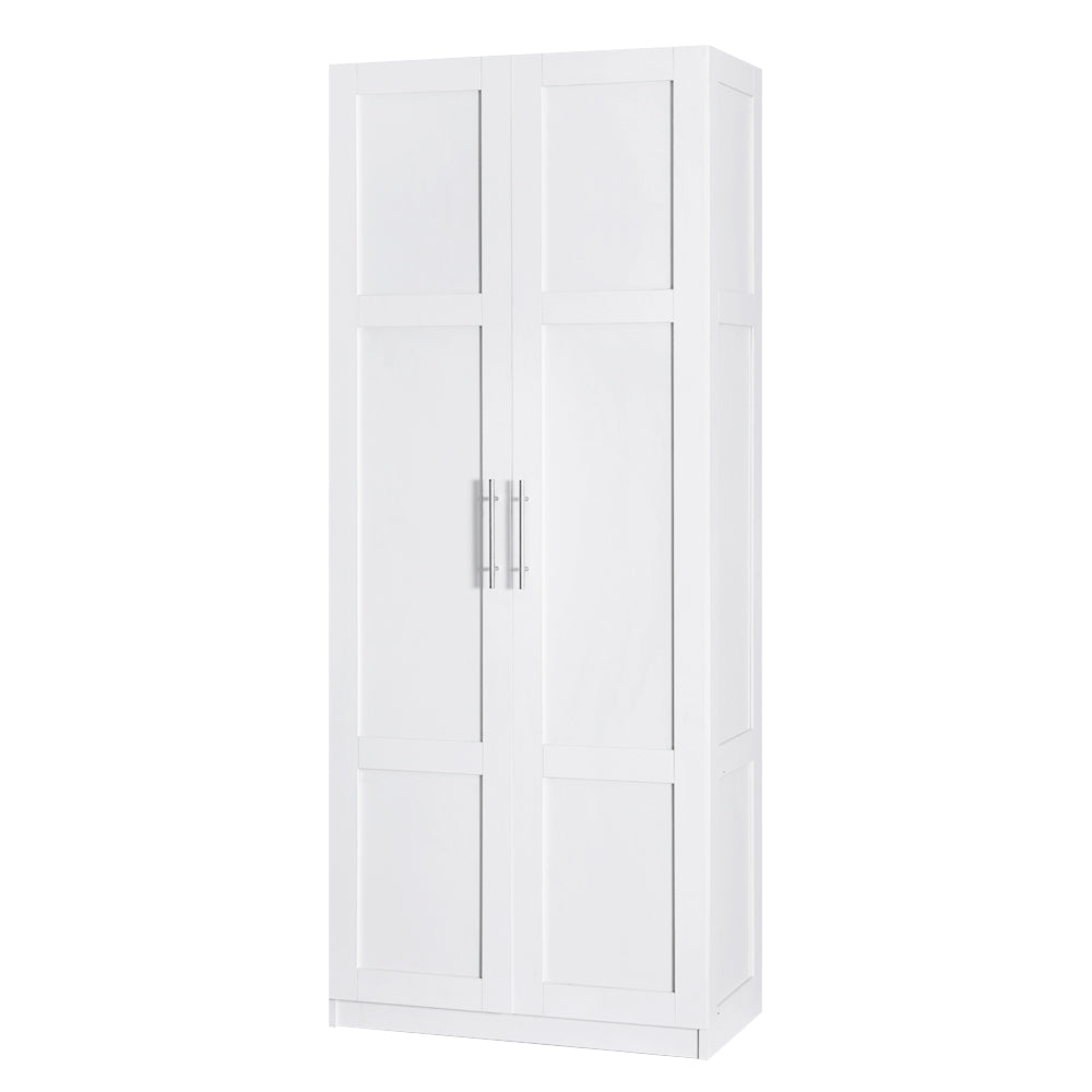 Artiss 2 Door Wardrobe Bedroom Cupboard Closet Storage Cabinet Organiser White-Furniture &gt; Bedroom-PEROZ Accessories
