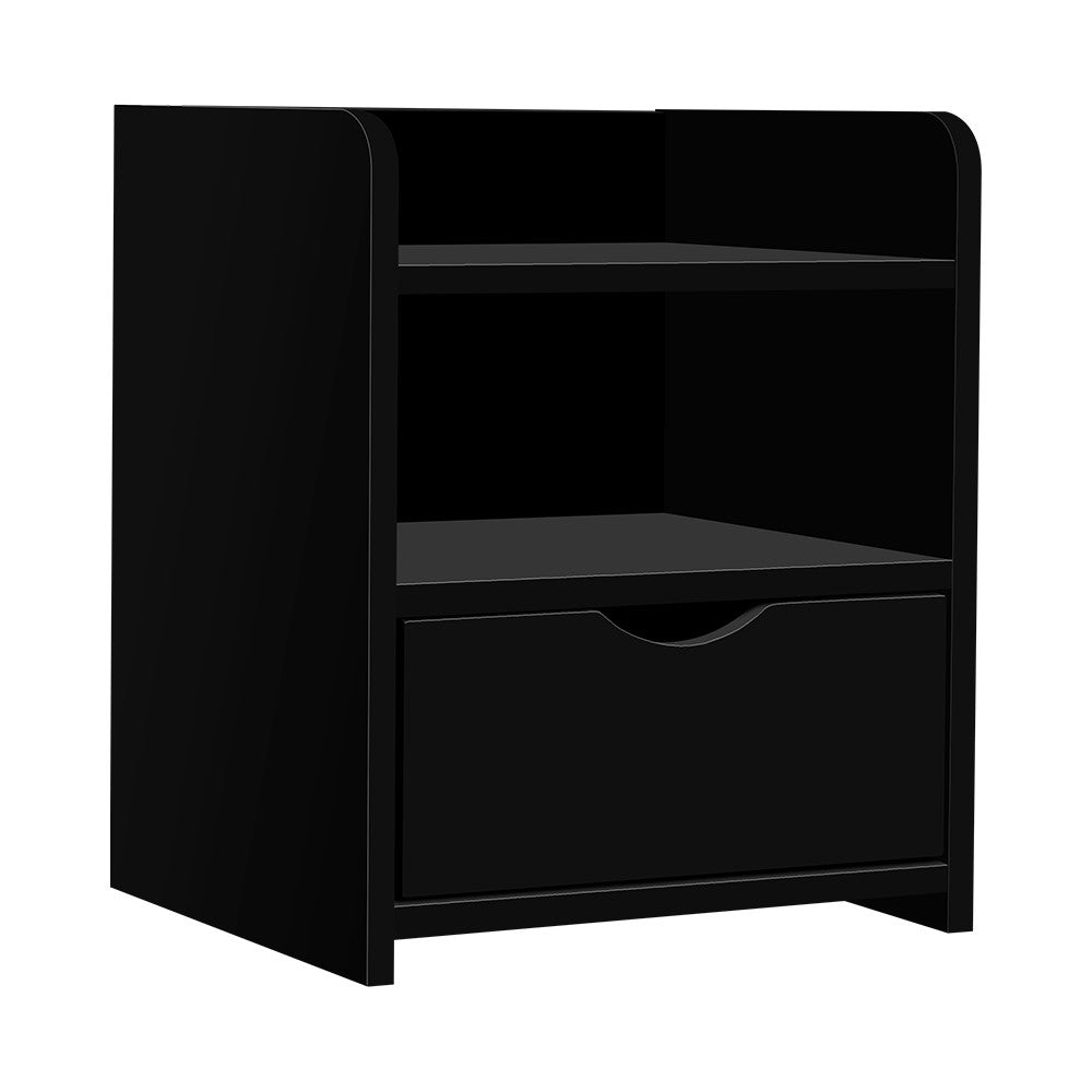 Artiss Bedside Table Drawer - Black-Bedside Tables - Peroz Australia - Image - 2