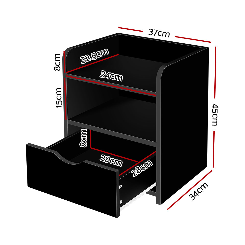 Artiss Bedside Table Drawer - Black-Bedside Tables - Peroz Australia - Image - 3