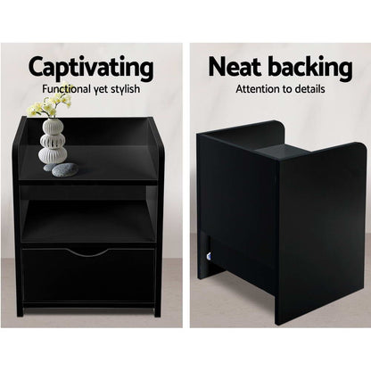 Artiss Bedside Table Drawer - Black-Bedside Tables - Peroz Australia - Image - 6