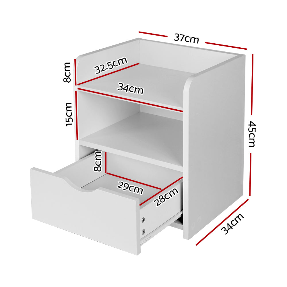 Artiss Bedside Table Drawer - White-Bedside Tables - Peroz Australia - Image - 3