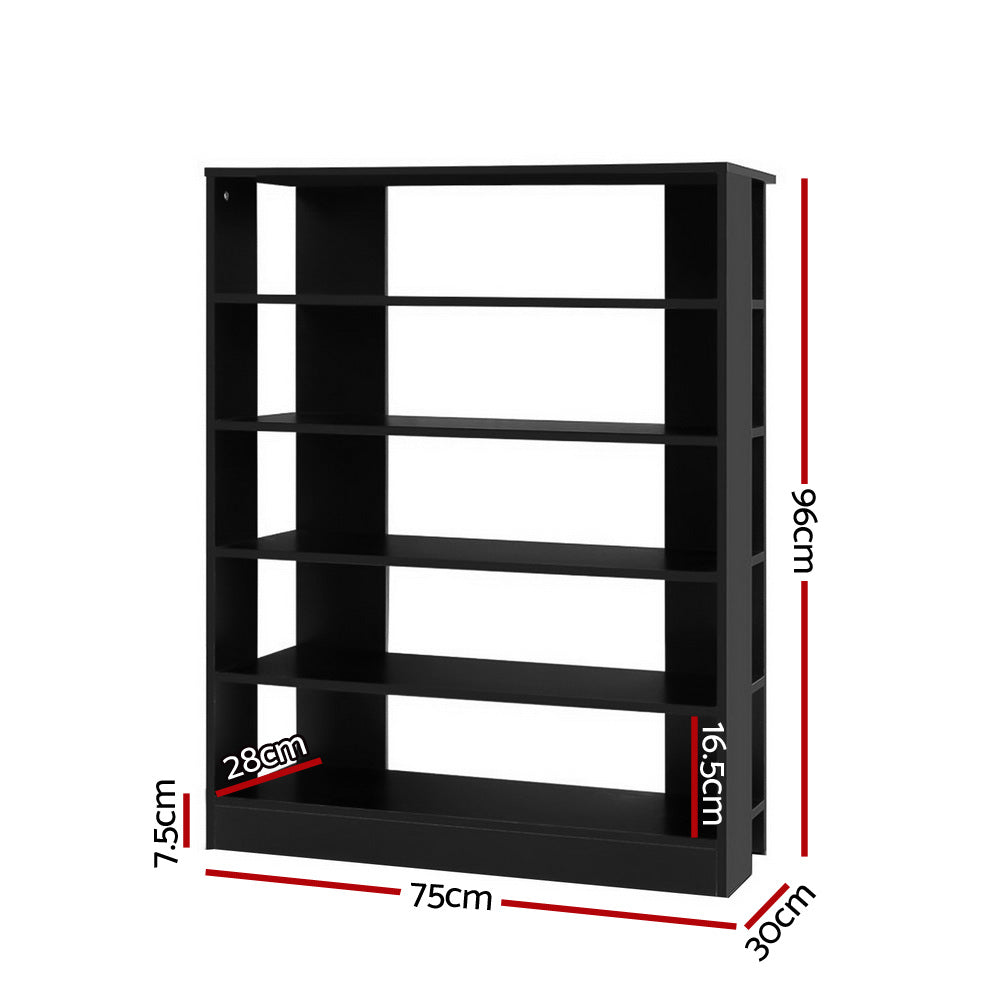 Artiss Shoe Cabinet Shoes Organiser Storage Rack 30 Pairs Black Shelf Wooden-Bookcases &amp; Shelves - Peroz Australia - Image - 3