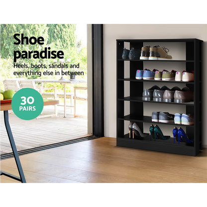 Artiss Shoe Cabinet Shoes Organiser Storage Rack 30 Pairs Black Shelf Wooden-Bookcases &amp; Shelves - Peroz Australia - Image - 6