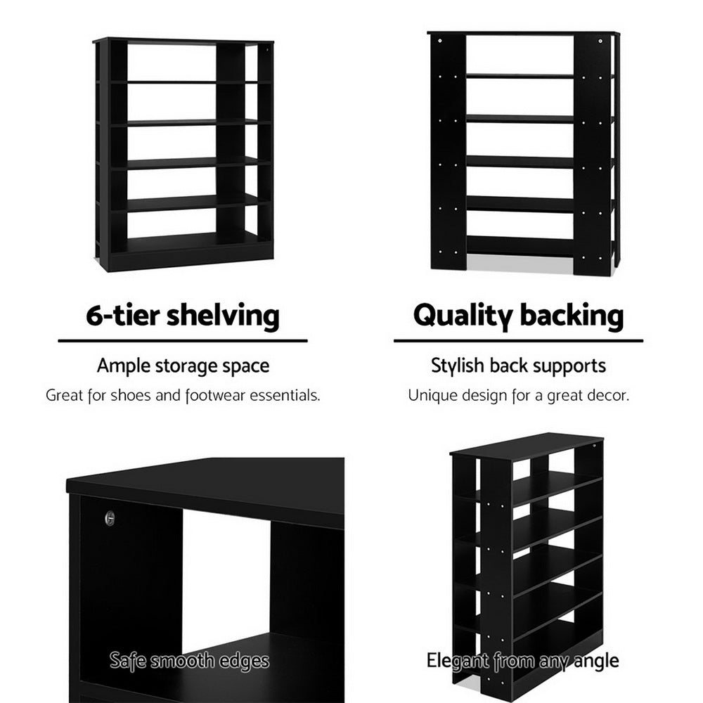 Artiss Shoe Cabinet Shoes Organiser Storage Rack 30 Pairs Black Shelf Wooden-Bookcases &amp; Shelves - Peroz Australia - Image - 8