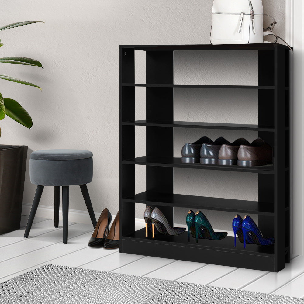 Artiss Shoe Cabinet Shoes Organiser Storage Rack 30 Pairs Black Shelf Wooden-Bookcases &amp; Shelves - Peroz Australia - Image - 1