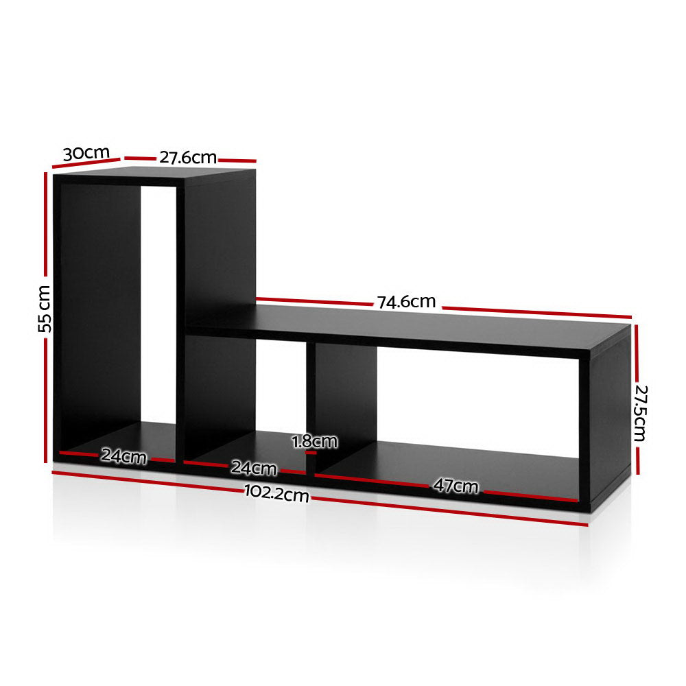 Artiss DIY L Shaped Display Shelf - Black-Furniture > Living Room - Peroz Australia - Image - 2