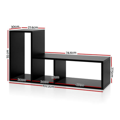 Artiss DIY L Shaped Display Shelf - Black-Furniture &gt; Living Room - Peroz Australia - Image - 2