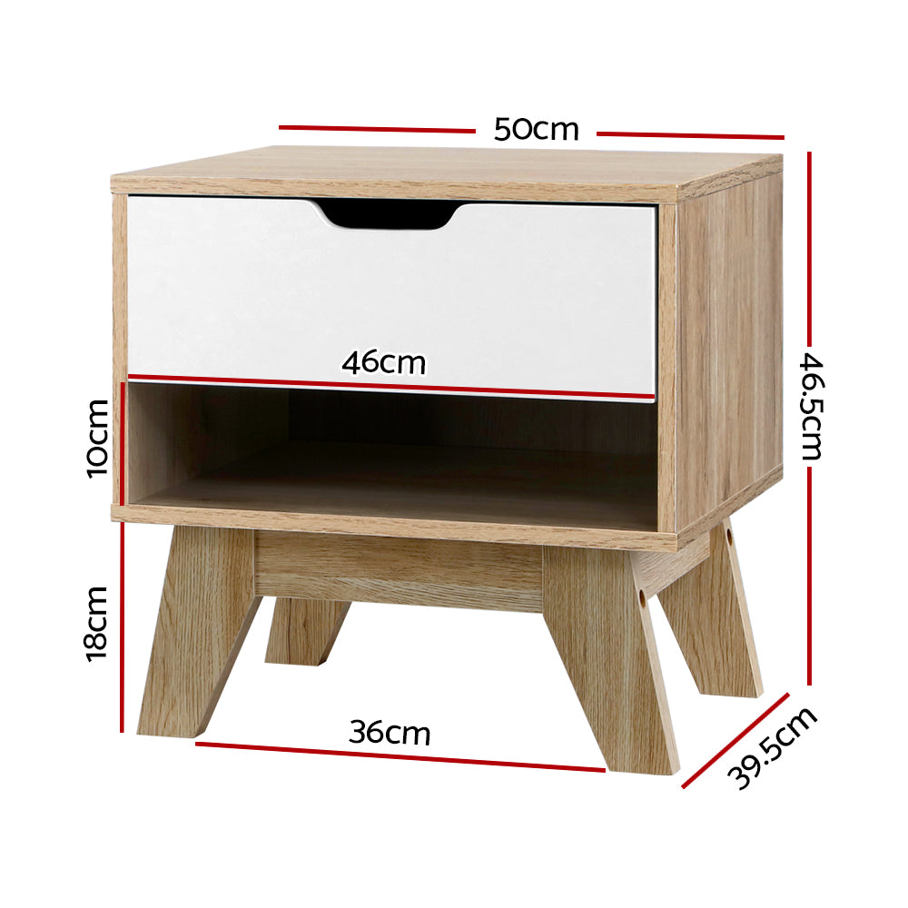Artiss Bedside Table Drawer Nightstand Shelf Cabinet Storage Lamp Side Wooden-Bedside Tables - Peroz Australia - Image - 3