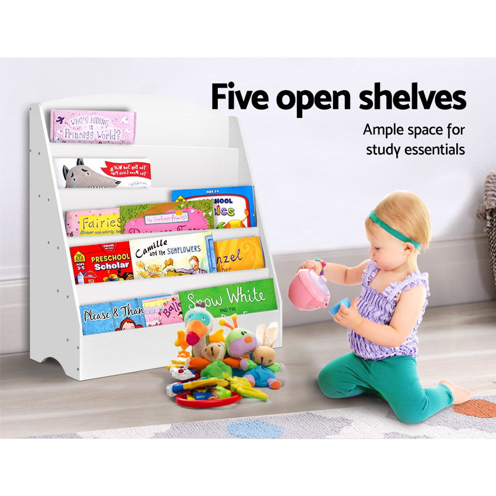 Keezi 5 Tiers Kids Bookshelf Magazine Rack Shelf Organiser Bookcase Display-Baby &amp; Kids &gt; Kid&