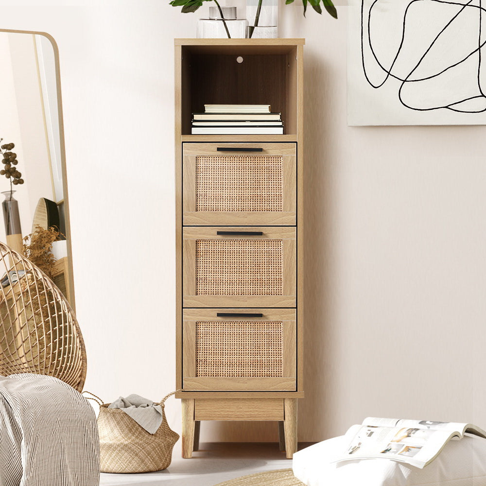 Artiss 3 Chest of Drawers Rattan Furniture Cabinet Storage Side End Table Shelf-Furniture > Living Room - Peroz Australia - Image - 1