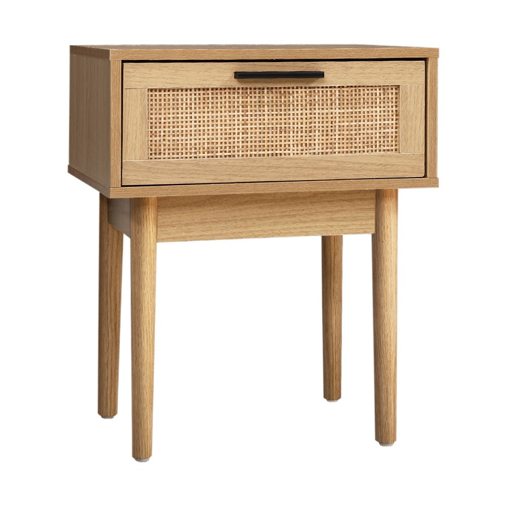 Artiss Bedside Tables Table 1 Drawer Storage Cabinet Rattan Wood Nightstand-Bedside Tables - Peroz Australia - Image - 2
