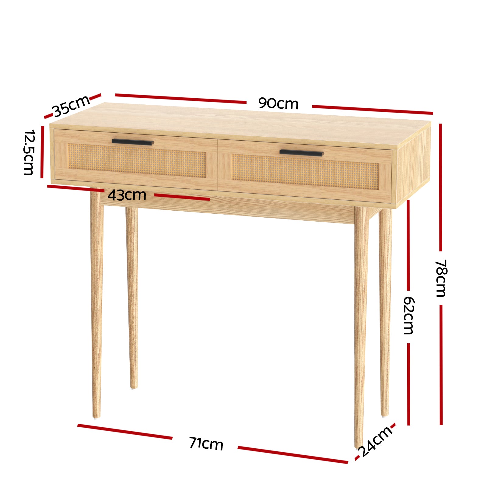 Artiss Rattan Console Table Drawer Storage Hallway Tables Drawers-Furniture &gt; Living Room - Peroz Australia - Image - 3