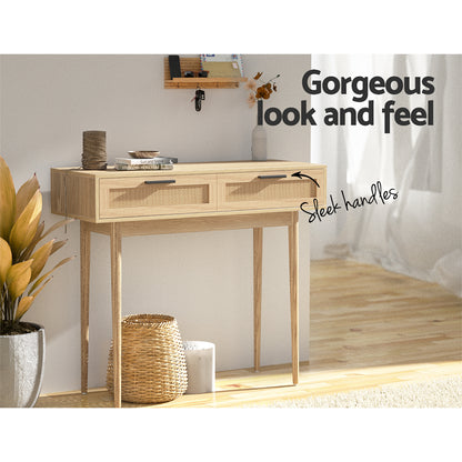 Artiss Rattan Console Table Drawer Storage Hallway Tables Drawers-Furniture &gt; Living Room - Peroz Australia - Image - 5