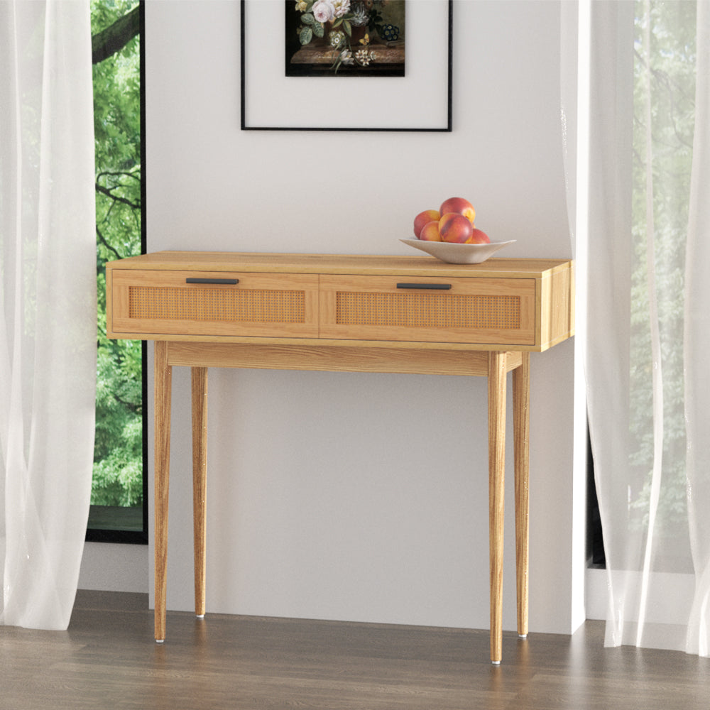Artiss Rattan Console Table Drawer Storage Hallway Tables Drawers-Furniture &gt; Living Room - Peroz Australia - Image - 1