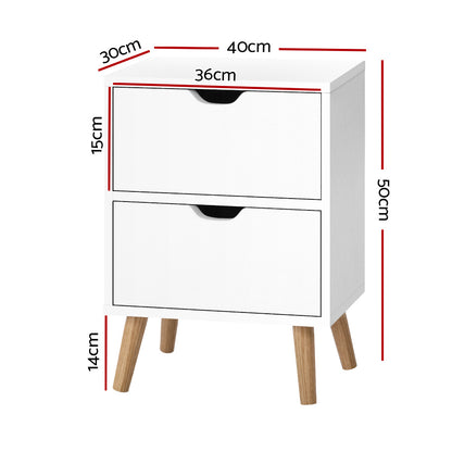 Artiss Bedside Tables Drawers Side Table Nightstand White Storage Cabinet Wood-Bedside Tables - Peroz Australia - Image - 3