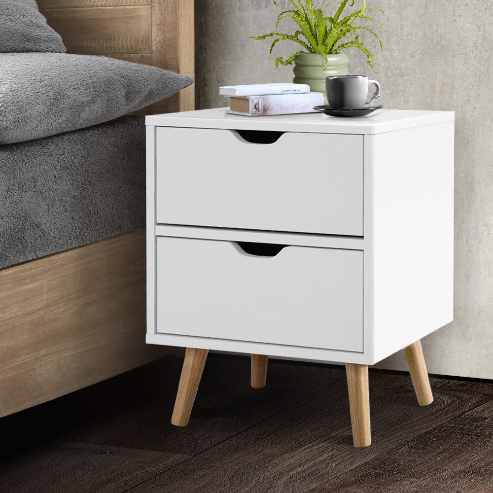 Artiss Bedside Tables Drawers Side Table Nightstand White Storage Cabinet Wood-Bedside Tables - Peroz Australia - Image - 1