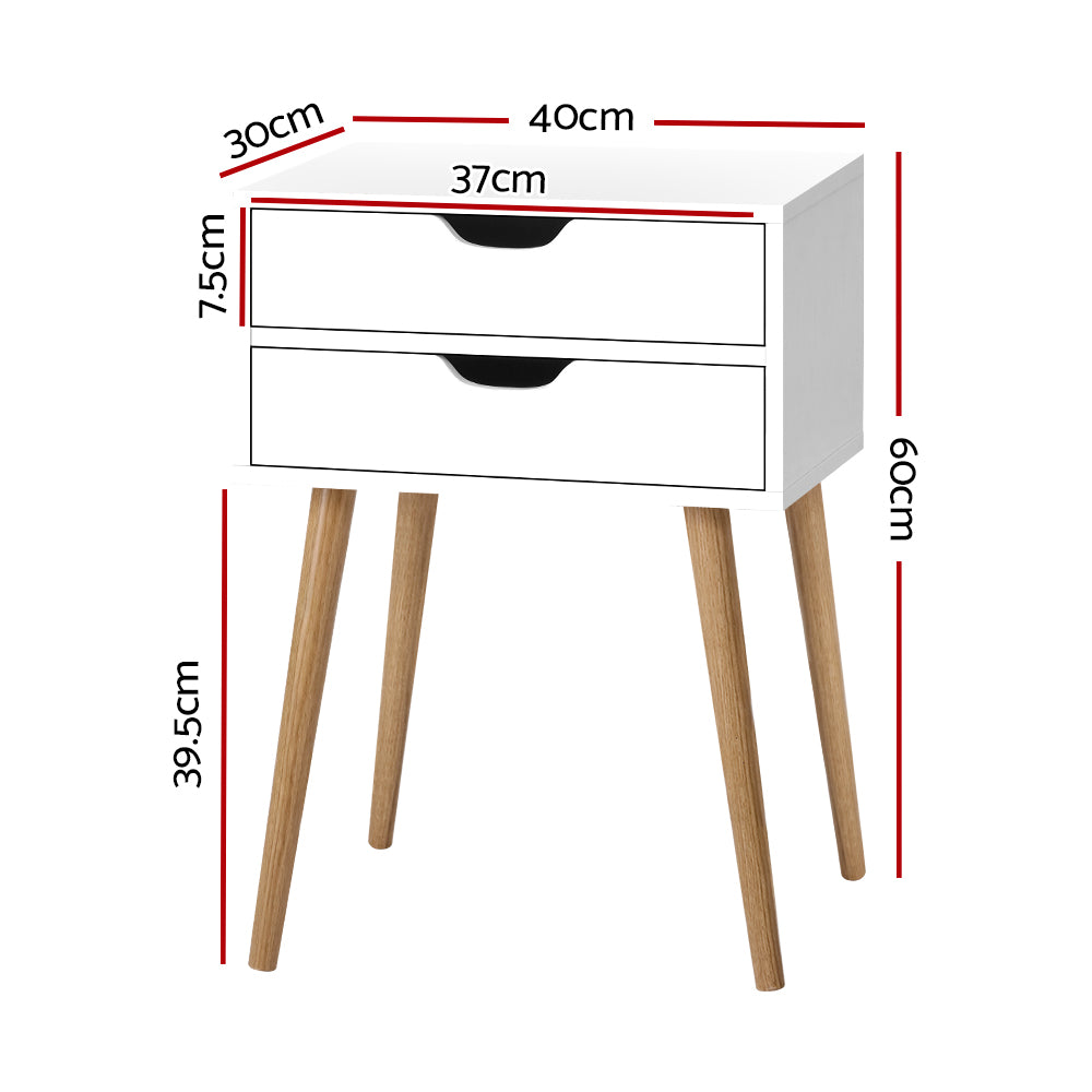 Artiss Bedside Tables Drawers Side Table Nightstand Wood Storage Cabinet White-Bedside Tables - Peroz Australia - Image - 3