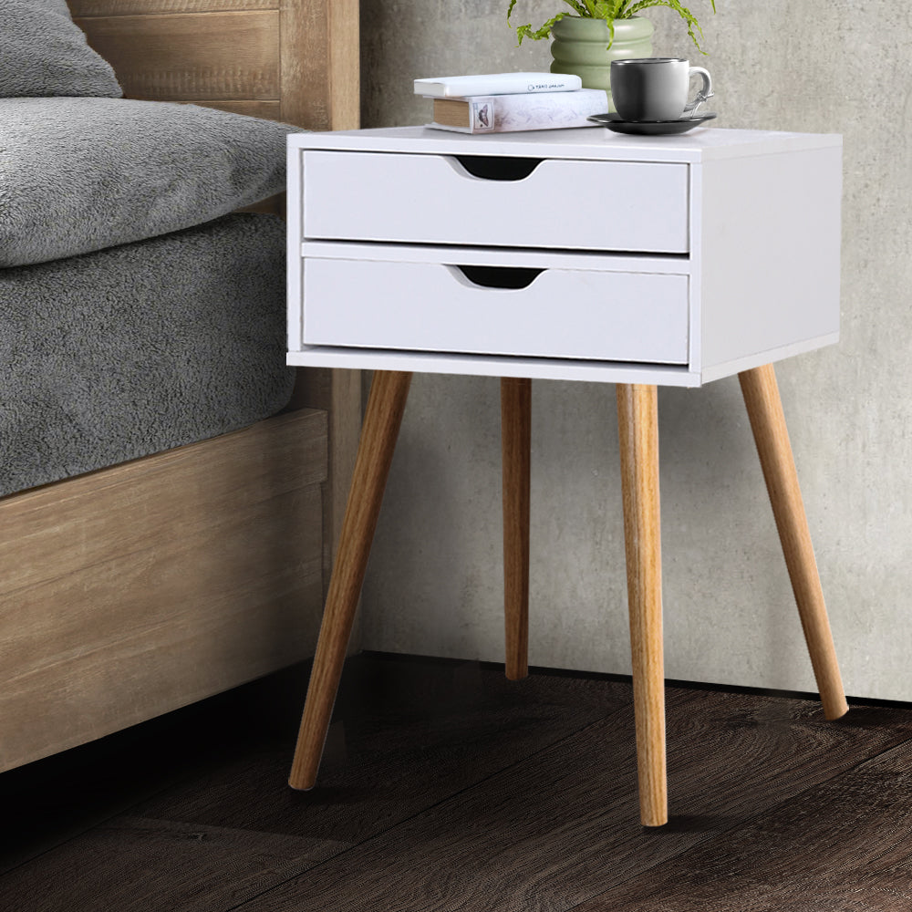 Artiss Bedside Tables Drawers Side Table Nightstand Wood Storage Cabinet White-Bedside Tables - Peroz Australia - Image - 1