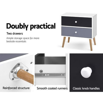 Artiss Bedside Tables Drawers Side Table Nightstand Lamp Side Storage Cabinet-Bedside Tables - Peroz Australia - Image - 8