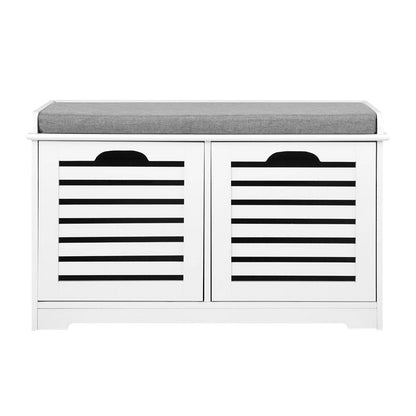 Artiss Fabric Shoe Bench with Drawers - White &amp; Grey-Furniture &gt; Living Room - Peroz Australia - Image - 4