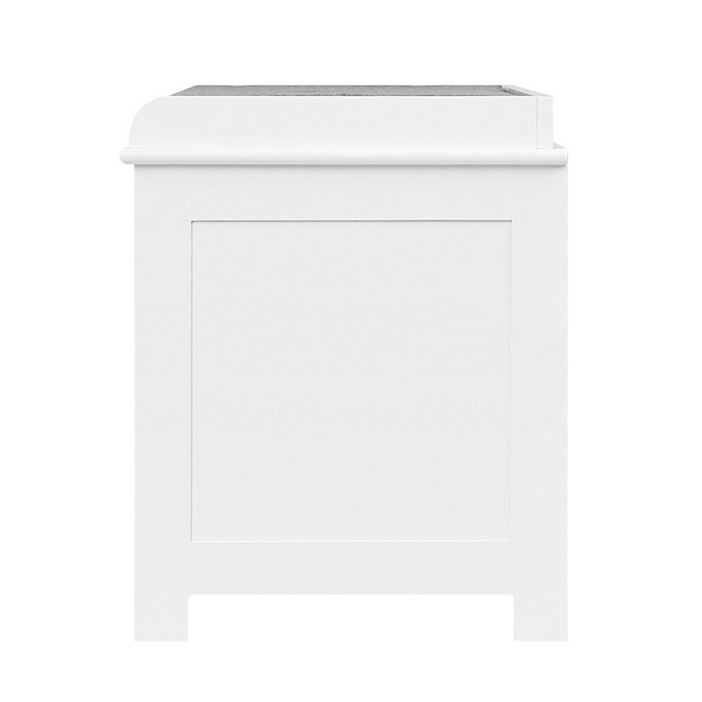 Artiss Fabric Shoe Bench with Drawers - White &amp; Grey-Furniture &gt; Living Room - Peroz Australia - Image - 5
