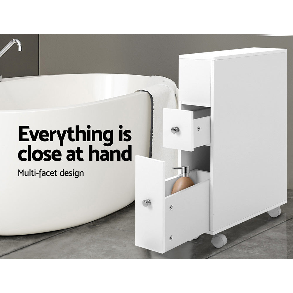 Artiss Bathroom Cabinet Toilet Storage Caddy Holder w/ Wheels-Furniture &gt; Bathroom - Peroz Australia - Image - 7