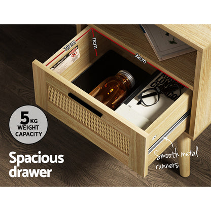 Artiss Bedside Tables Rattan Drawers Side Table Nightstand Storage Cabinet Wood-Bedside Tables - Peroz Australia - Image - 7