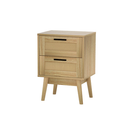 Artiss Bedside Tables Rattan 2 Drawers Side Table Nightstand Storage Cabinet-Bedside Tables - Peroz Australia - Image - 3
