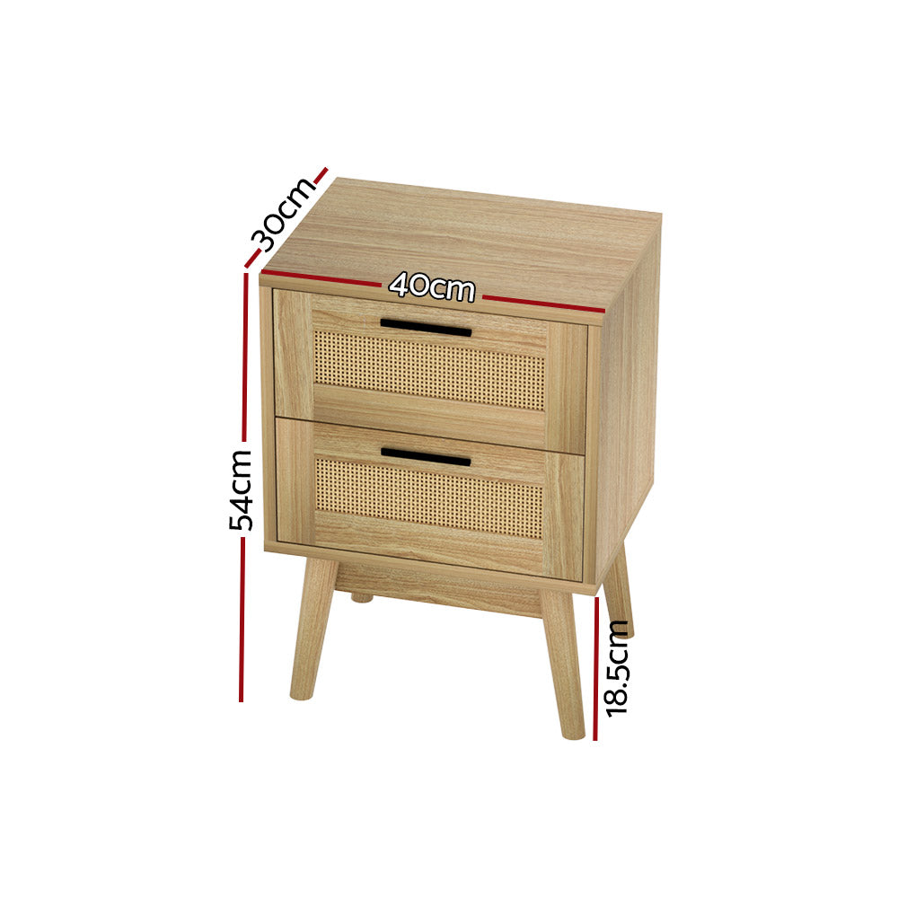 Artiss Bedside Tables Rattan 2 Drawers Side Table Nightstand Storage Cabinet-Bedside Tables - Peroz Australia - Image - 4