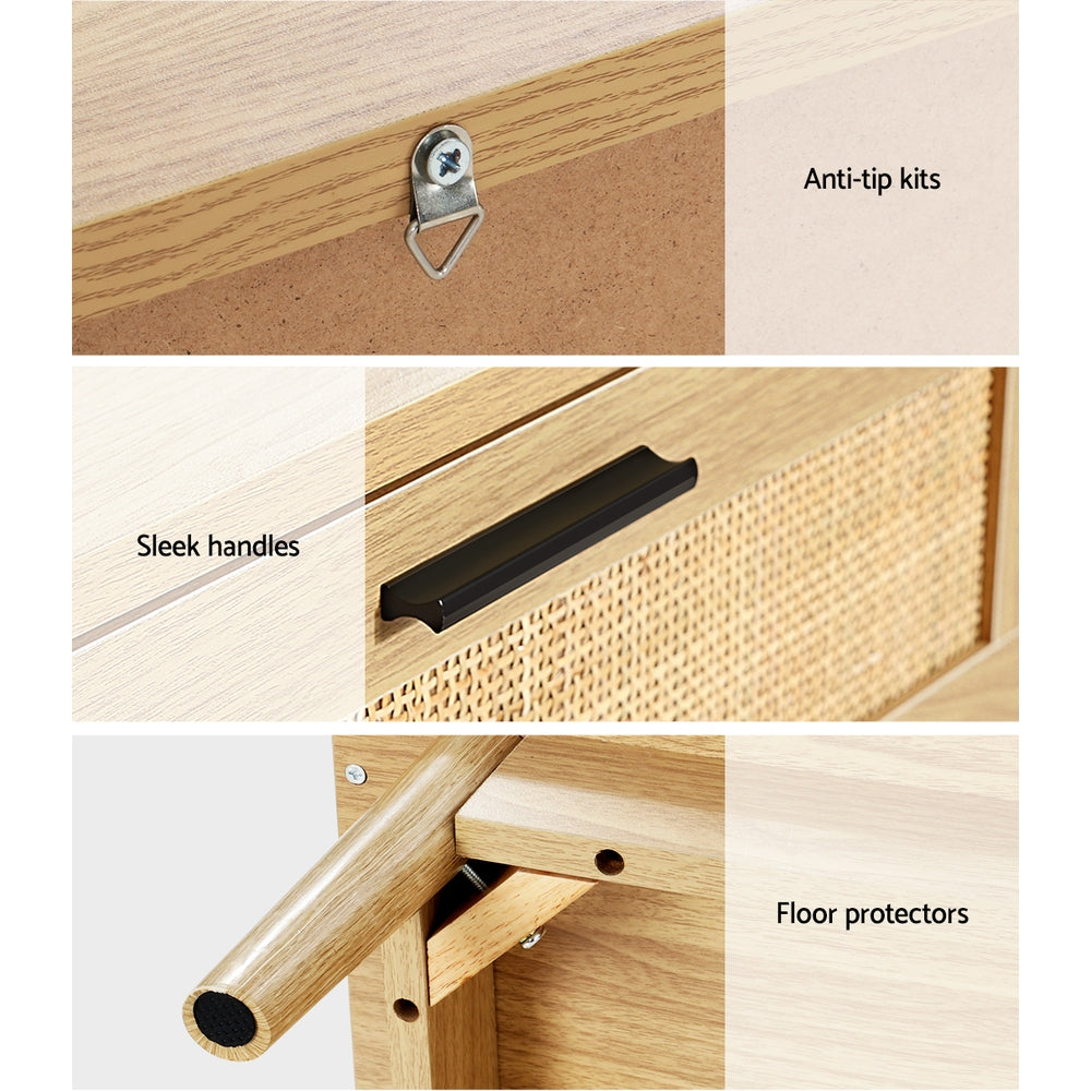 Artiss Bedside Tables Rattan 2 Drawers Side Table Nightstand Storage Cabinet-Bedside Tables - Peroz Australia - Image - 8