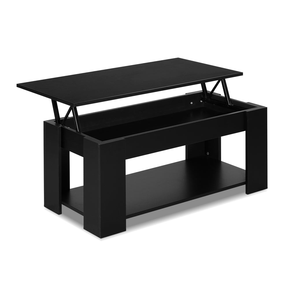 Artiss Lift Up Top Coffee Table Storage Shelf Black-Furniture &gt; Living Room - Peroz Australia - Image - 1