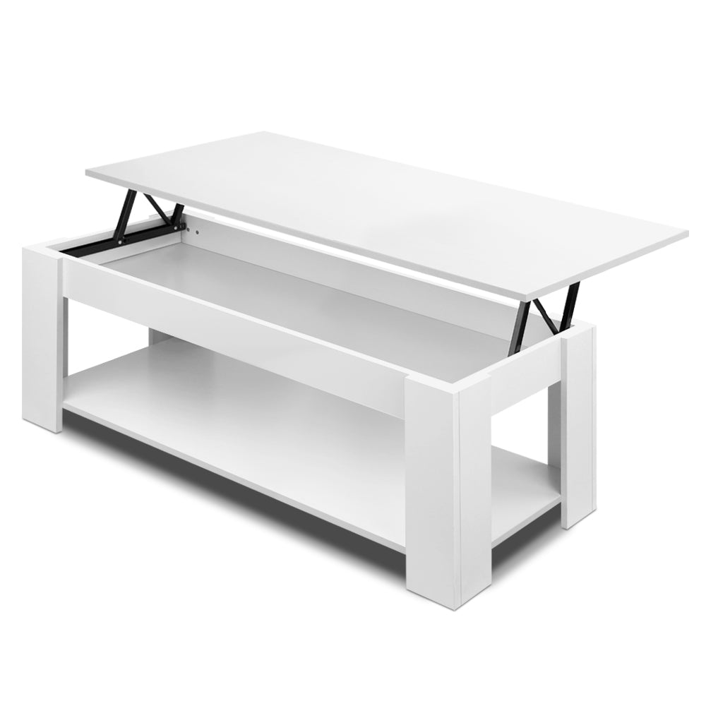 Artiss Lift Up Top Mechanical Coffee Table - White-Furniture &gt; Living Room - Peroz Australia - Image - 2