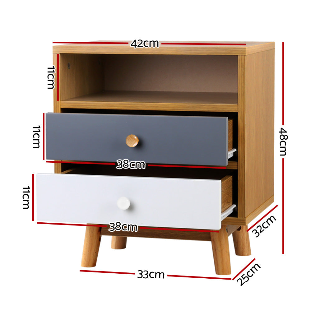 Artiss Wooden Bedside Table-Bedside Tables - Peroz Australia - Image - 2
