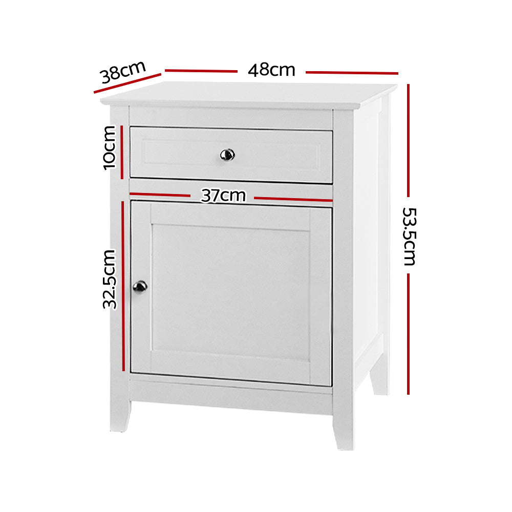Artiss Bedside Tables Big Storage Drawers Cabinet Nightstand Lamp Chest White-Furniture &gt; Bedroom - Peroz Australia - Image - 3