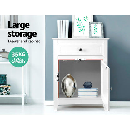 Artiss Bedside Tables Big Storage Drawers Cabinet Nightstand Lamp Chest White-Furniture &gt; Bedroom - Peroz Australia - Image - 7
