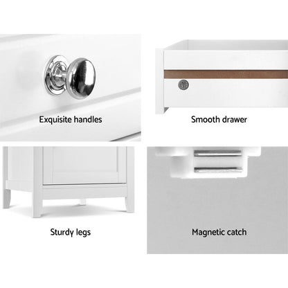 Artiss Bedside Tables Big Storage Drawers Cabinet Nightstand Lamp Chest White-Furniture &gt; Bedroom - Peroz Australia - Image - 8