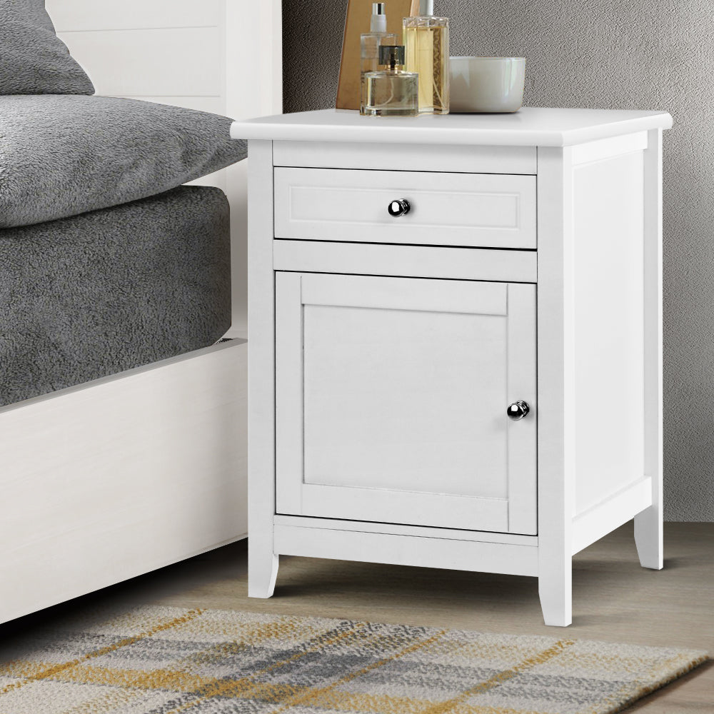 Artiss Bedside Tables Big Storage Drawers Cabinet Nightstand Lamp Chest White-Furniture &gt; Bedroom - Peroz Australia - Image - 1