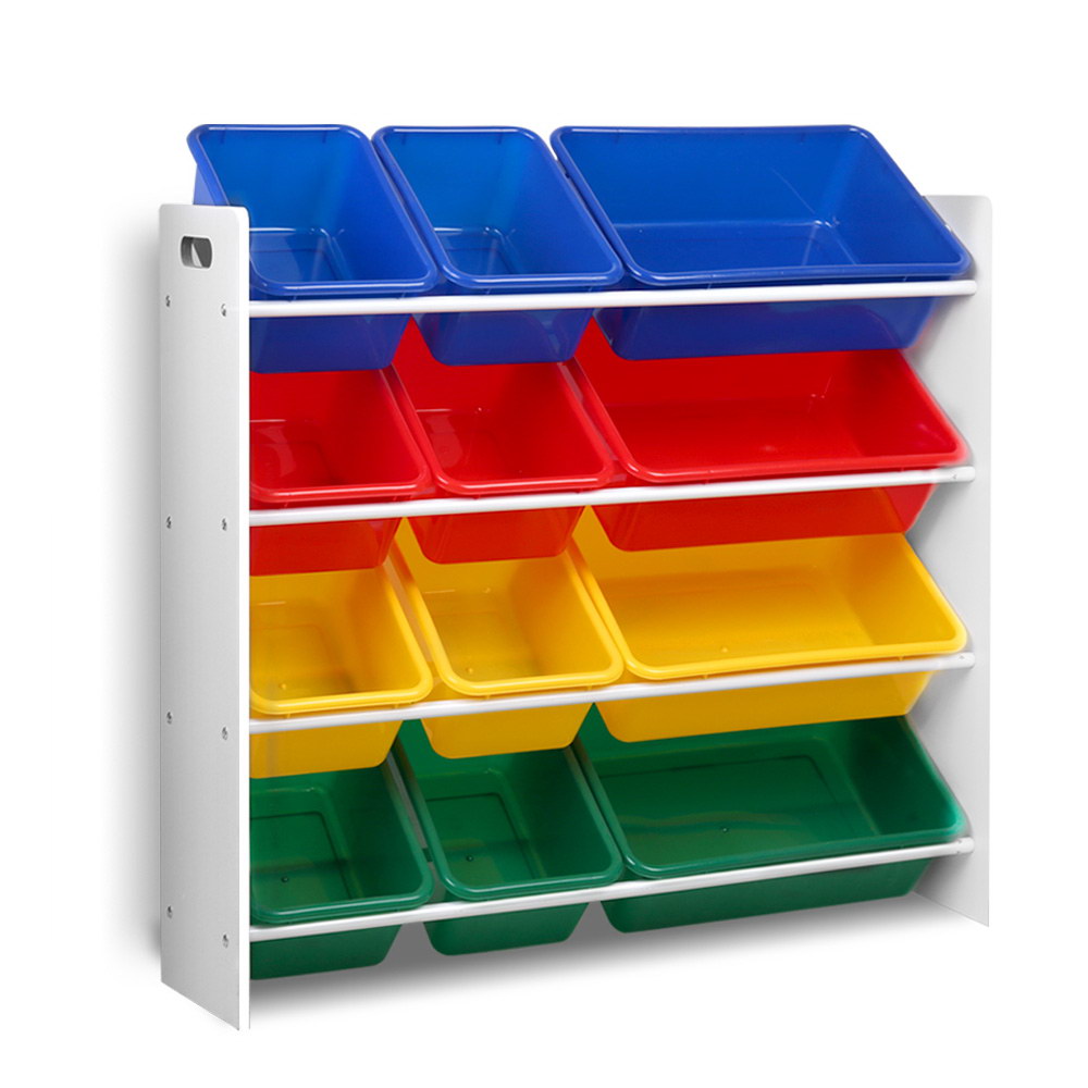 Keezi 12 Plastic Bins Kids Toy Organiser Box Bookshelf Storage Children Rack-Baby &amp; Kids &gt; Kid&