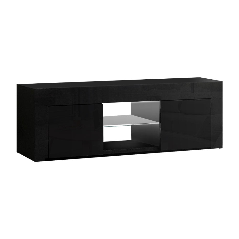 Artiss 130cm RGB LED TV Stand Cabinet Entertainment Unit Gloss Furniture Black-Entertainment Units - Peroz Australia - Image - 2