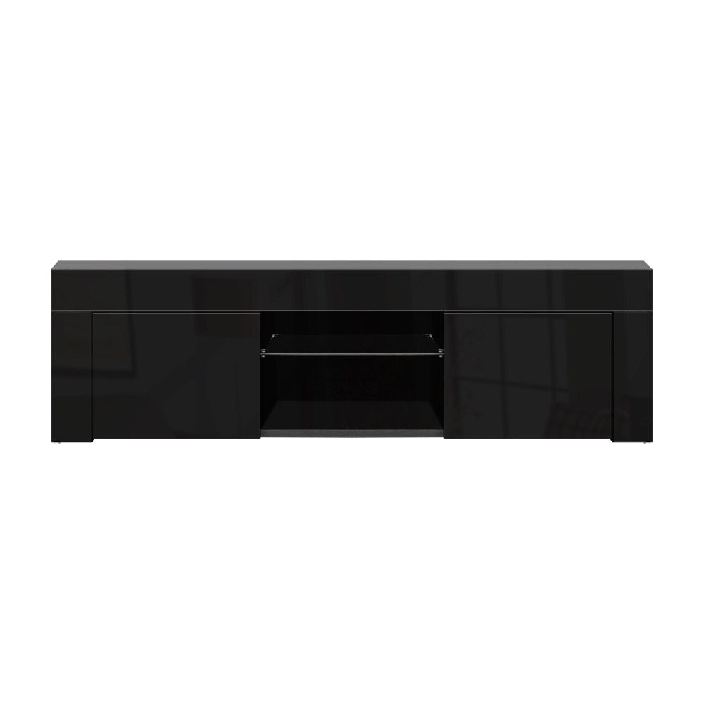 Artiss 130cm RGB LED TV Stand Cabinet Entertainment Unit Gloss Furniture Black-Entertainment Units - Peroz Australia - Image - 4