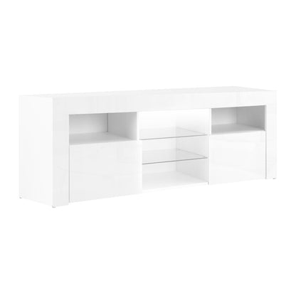 Artiss TV Cabinet Entertainment Unit Stand RGB LED Gloss Furniture 145cm White-Entertainment Units - Peroz Australia - Image - 2