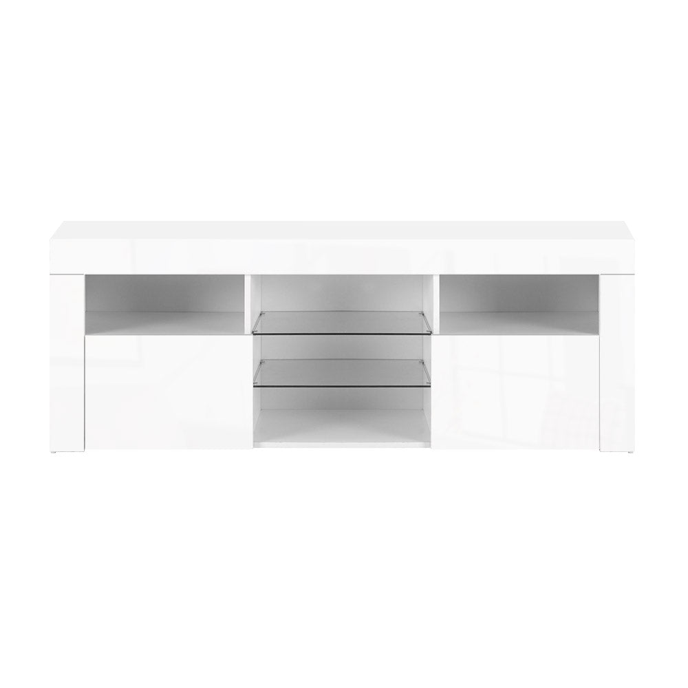 Artiss TV Cabinet Entertainment Unit Stand RGB LED Gloss Furniture 145cm White-Entertainment Units - Peroz Australia - Image - 4