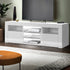 Artiss TV Cabinet Entertainment Unit Stand RGB LED Gloss Furniture 145cm White-Entertainment Units - Peroz Australia - Image - 1